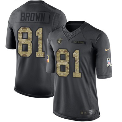 Nike Las Vegas Raiders #81 Tim Brown Black Men's Stitched NFL Limited 2016 Salute To Service Jersey Men's